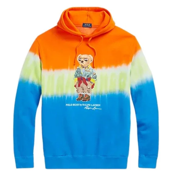 Polo Ralph Lauren Voyager Bear Tie-Dye Fleece Hoodie Men's Size Medium - Picture 4 of 5